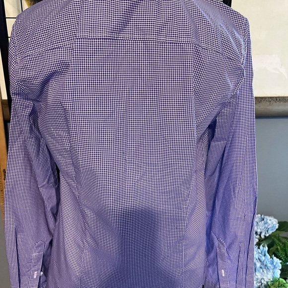 Thomas Mason for J. Crew Purple Checkered Women's Button Down Shirt - Picture 6 of 9